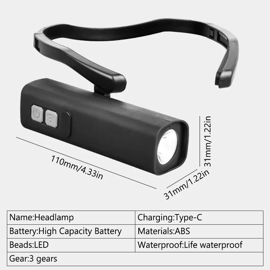 D5 Ear Clip Headlamp Bright LED Headlight Rechargeable Head Flashlight Torch for Fishing Hiking Running Cycling Lights Outdoor