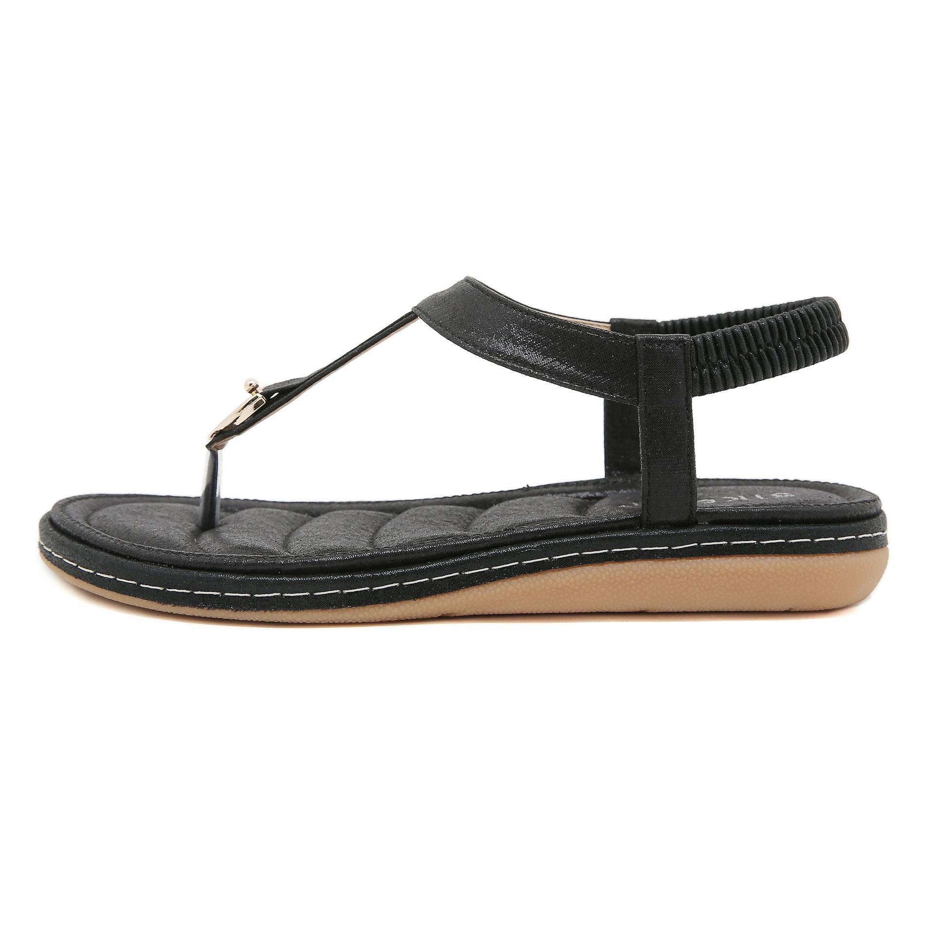 

Q Новая Богема, Сандалии Стразы Плоские Комфорт Цена Большой Размер Пляжная Обувь 36 чёрный