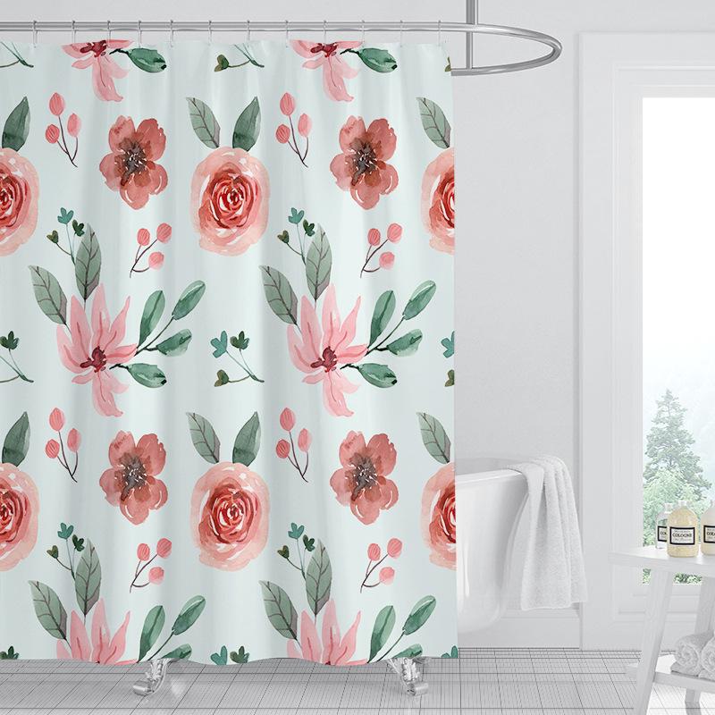 JINRUN Badezimmer verdickter wasserdichter Vorhang, schimmelfester Duschvorhang, Duschtrennwand-Vorhang, Duschvorhang, Badezimmer-Vorhang, kostenlose Perforation