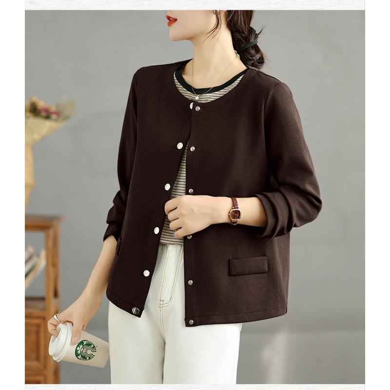 

DIMANAF 2025 New Autumn Plus Size Women Coats Jackets Cotton Loose Casual Outerwear Solid Short Jackets 3XL коричневий