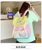 Cute Versatile Commuting Backpack: Large Capacity Color Block Student Bookbag & Casual Travel Drawstring Backpack