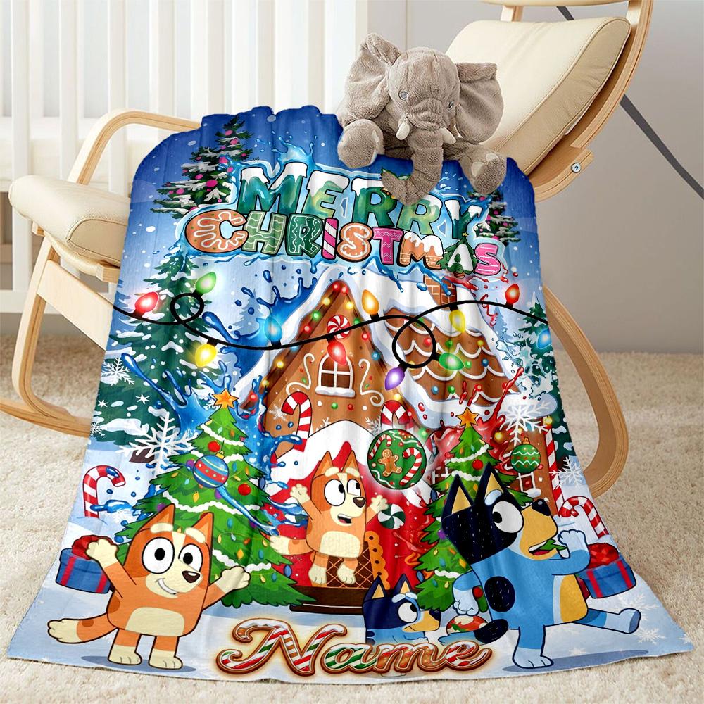 Christmas Friends Celebration Customize Your Name Blanket Multi-purpose Customizable Blanket Warmthful Decor Great for Nap Living Room Office Couch