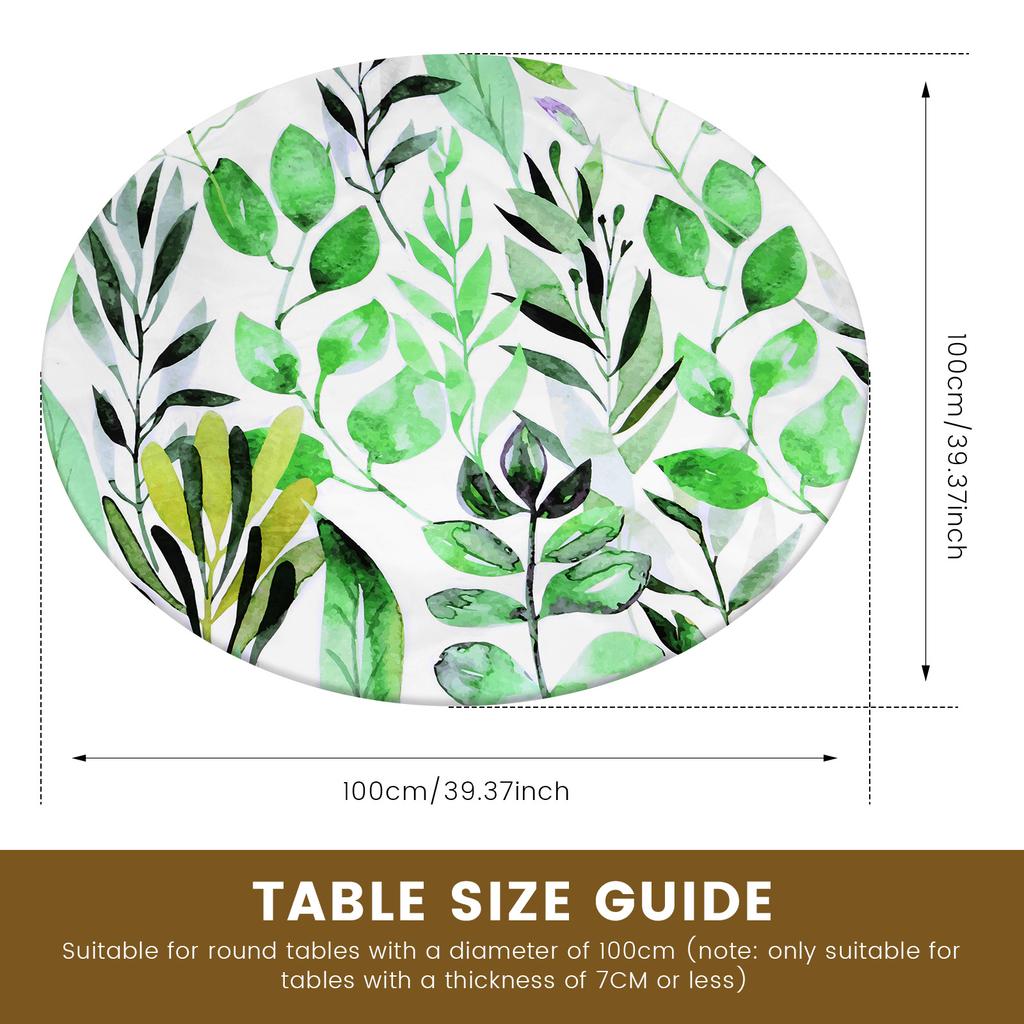 Elastic Round Table Cloth Polyester Waterproof Dining Table Cloth Oil-Proof Kitchen Circle Table Cover for Decor Diameter 100cm