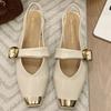 Fashion Spring New Baotou Sandals Women's Fashion Metal Square Head Shallow Mouth Line with Soft Sole Non-slip Low Heel Shoes