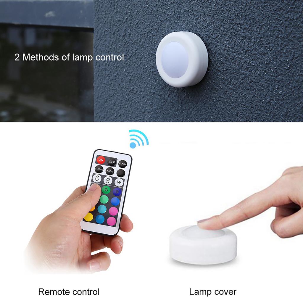 Wireless LED Puck Light RGB 12 Colors Dimmable Night Hall Lamp
