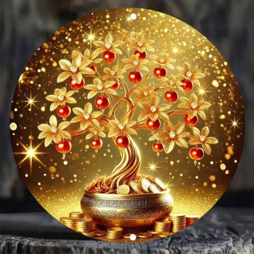 Metal Wall Art Poster Money Tree Vintage Gold Living Room Decor
