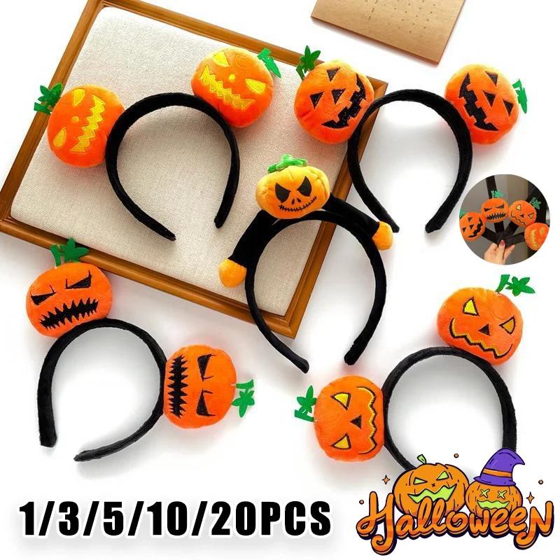 Devil Pumpkin Headband Hair Hoop, Halloween Costume Funny Cartoon Horn Hair Accessory for Party Performance & Festival Decor