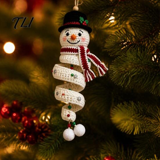 Creative Crafting Set Crochet Doll Spiral Ornament DIY Kit, Holiday Craft with Yarn Project Soft Yarn, Beads, Christmas Tree Hanging for Window