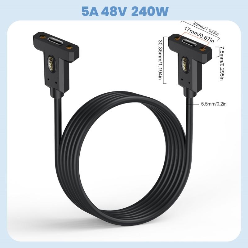 90 Degree USB4 Cable 40Gbps Data Transfer 240W USB C to USB C Cable Fast Charging 8K@60Hz USB 4 Cable