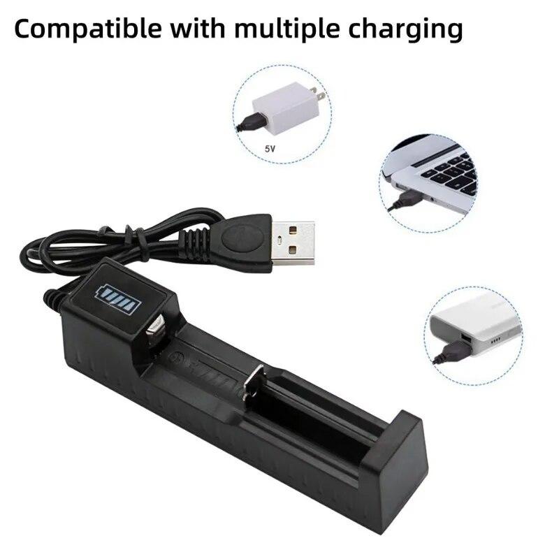 Universal 18650 Lithium Battery Charger 1/2 Slots Rechargeable Battery Charging Adapter for Flashlight Laser Devices Home Use