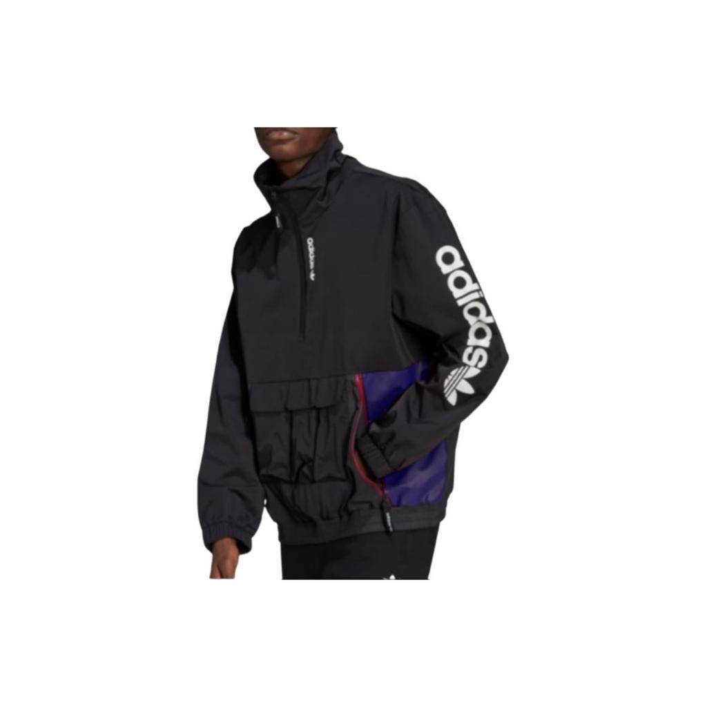 Adidas Originals Trefoil G Outd Wb Printed Climbing Sport Half-Zip Stand Collar Jacket Men Outerwear Black H09356