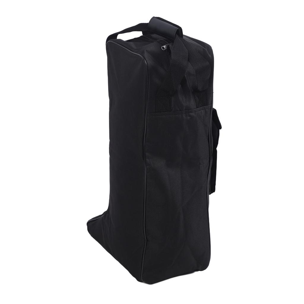 Boot Bag with Handle Oxford Cloth and Leather Black Waterproof Portable Boots Storage Bag for