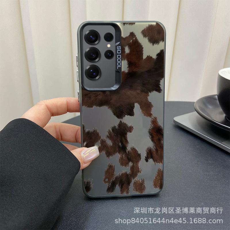 Applicable to Samsung color silver case S24/S25ULTRA brown leopard print GalaxyS23/NOTE20 mobile phone case