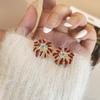 Ankara Red Festive Rhinestone Fireworks Stud Earrings in 925 Sterling Silver