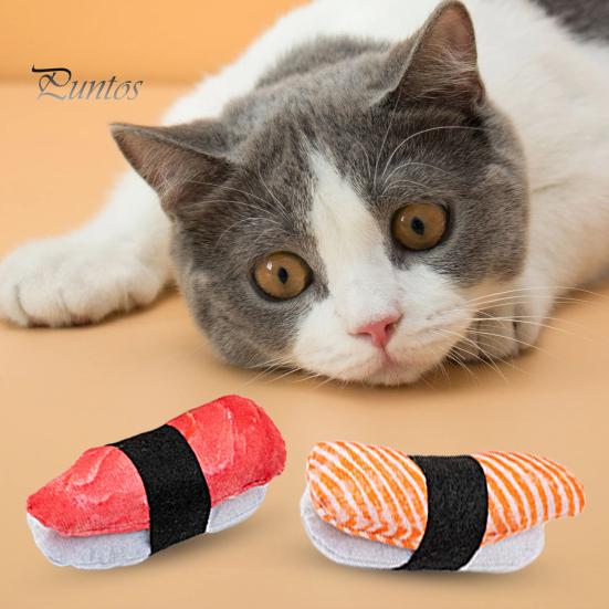 Interactive Toy Realistic Natural Scratch-resistant Funny Cat Lovely Cats Dog Teeth Grinding Sushi Shape Built-in Catnip Plush