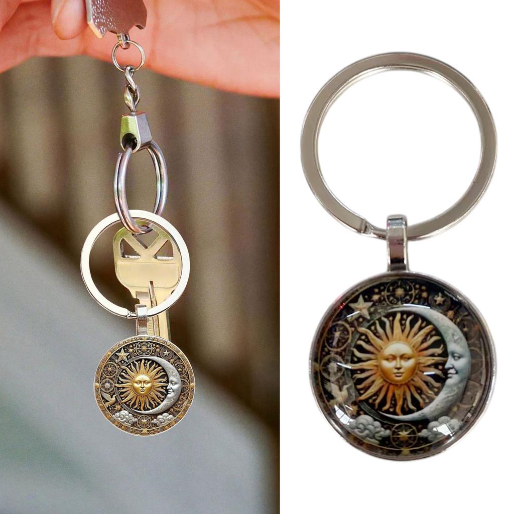 Lightweight Portable Keychain Galaxy Star Sun Moon God Vintage Pendant for Easy Carry Wallet Hanging Charm