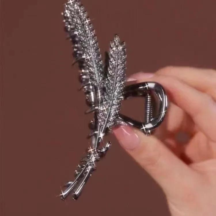 

Элегантный металлический кристальный зажим для волос для женщин, тип «колос пшеницы», большие зажимы-акулы, аксессуары, держатели для хвостика, Корея
