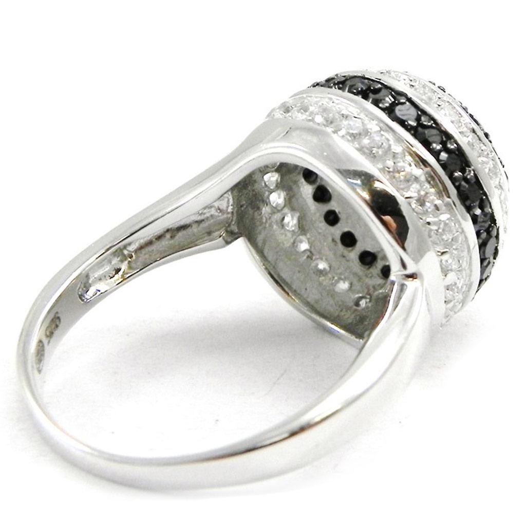 Silver Ring 'Romy' Black White