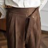 Pantalon de costume pour homme, fermeture éclair, taille réglable, coupe droite, style anglais, couleur unie, ample, formel, style professionnel, tenue de bureau