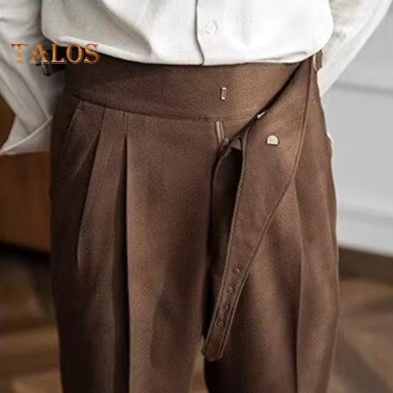 Pantalon de costume pour homme, fermeture éclair, taille réglable, coupe droite, style anglais, couleur unie, ample, formel, style professionnel, tenue de bureau
