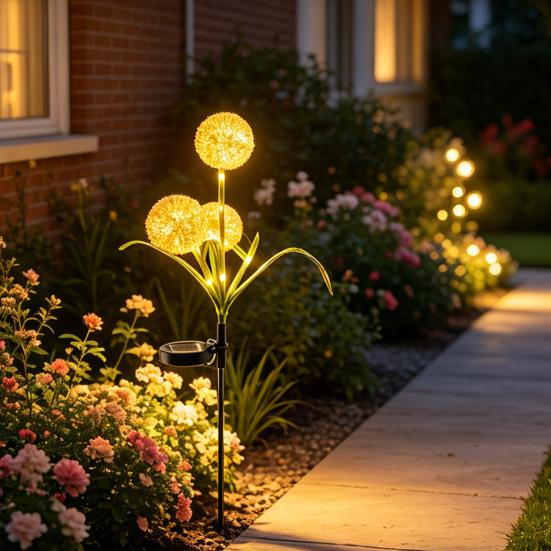 Garden Light Dandelion Design Small Size Lightweight Yard Light Energy-efficient Weatherproof Solar Light Outdoor Decor
