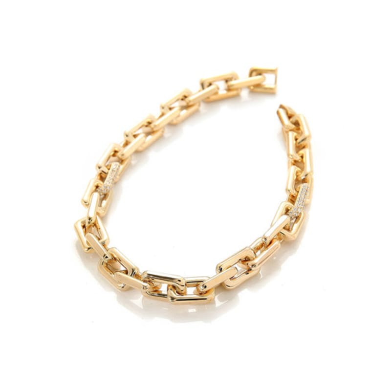 

DE NOBLE THE LABEL D BOLD PAVE CHAIN ANKLET SILVER