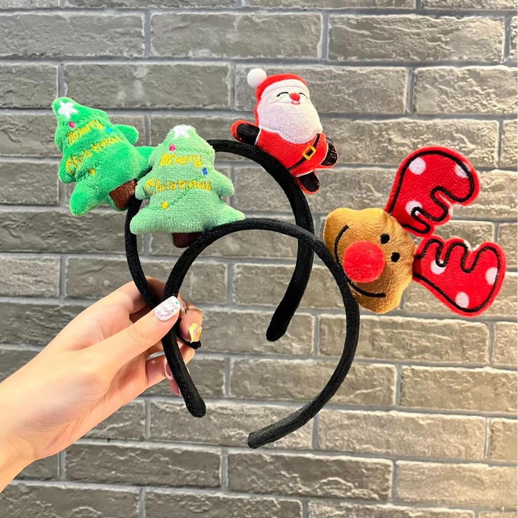 Opaska świąteczna z reniferem i głową Świętego Mikołaja: Uroczy Dodatek do Włosów dla Kobiet i Dekoracja Imprezowa