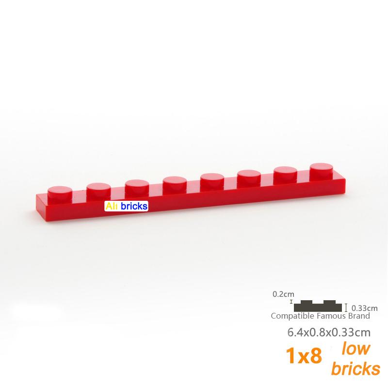 Non-Toxic 120Pcs Bulk Building Blocks Thin Figures Bricks 1X8 Dots 12Color Educational Creative Size Compatible With 3460 Toy For Children