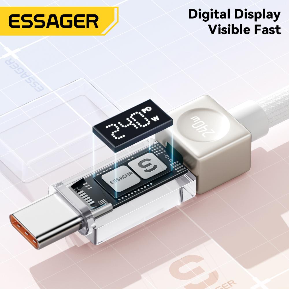 Essager 240W USB C Cable for 17 16 15 Plus Pro Max Macbook iPad Supercharge Fast Charger Type C Cable for Samsung