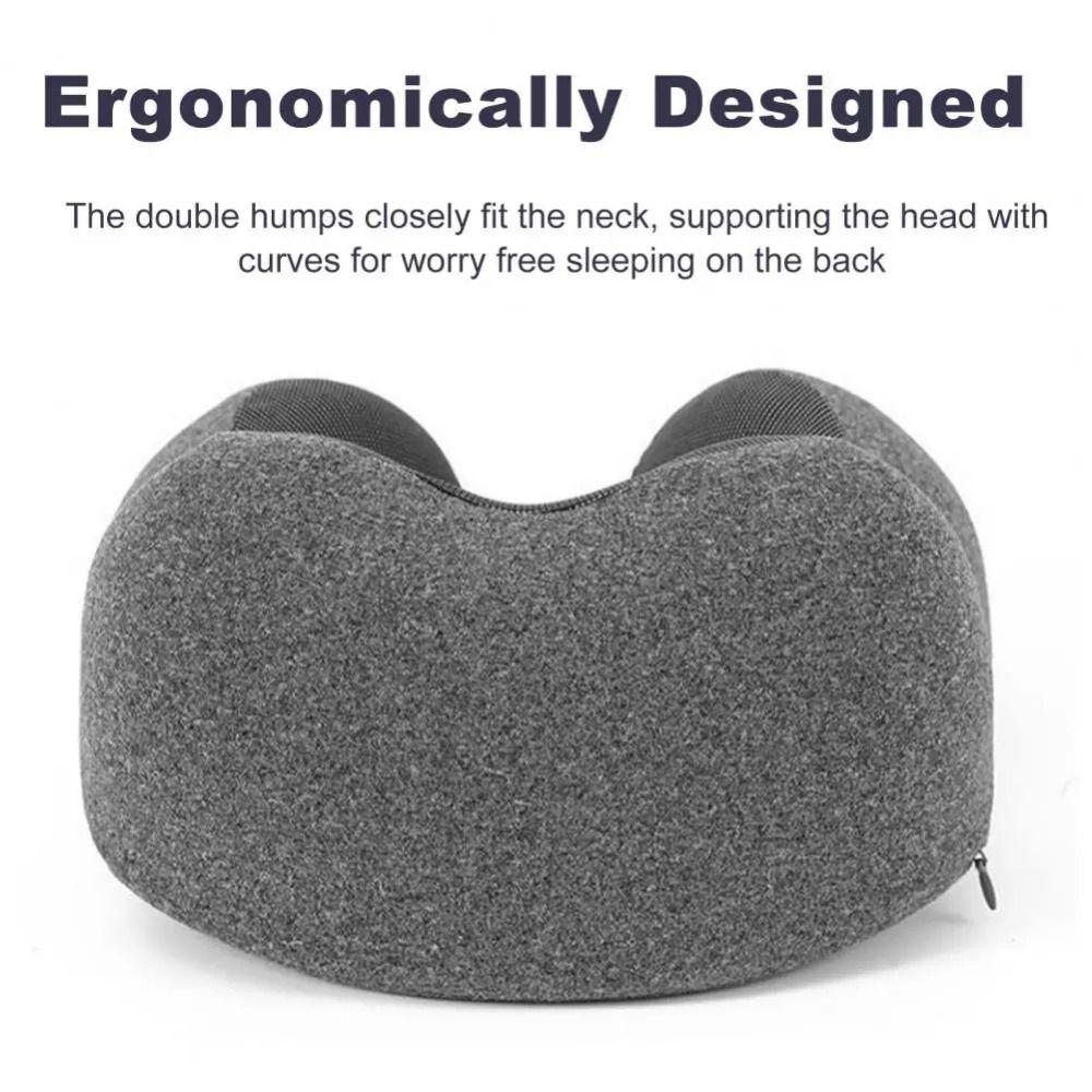 Breathable Hooded Travel Pillow Adjustable Drawstring Travel Neck Cushion  Road Trips