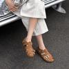Leather bag head sandals women's summer wear new versatile platform muffin retro sandals women