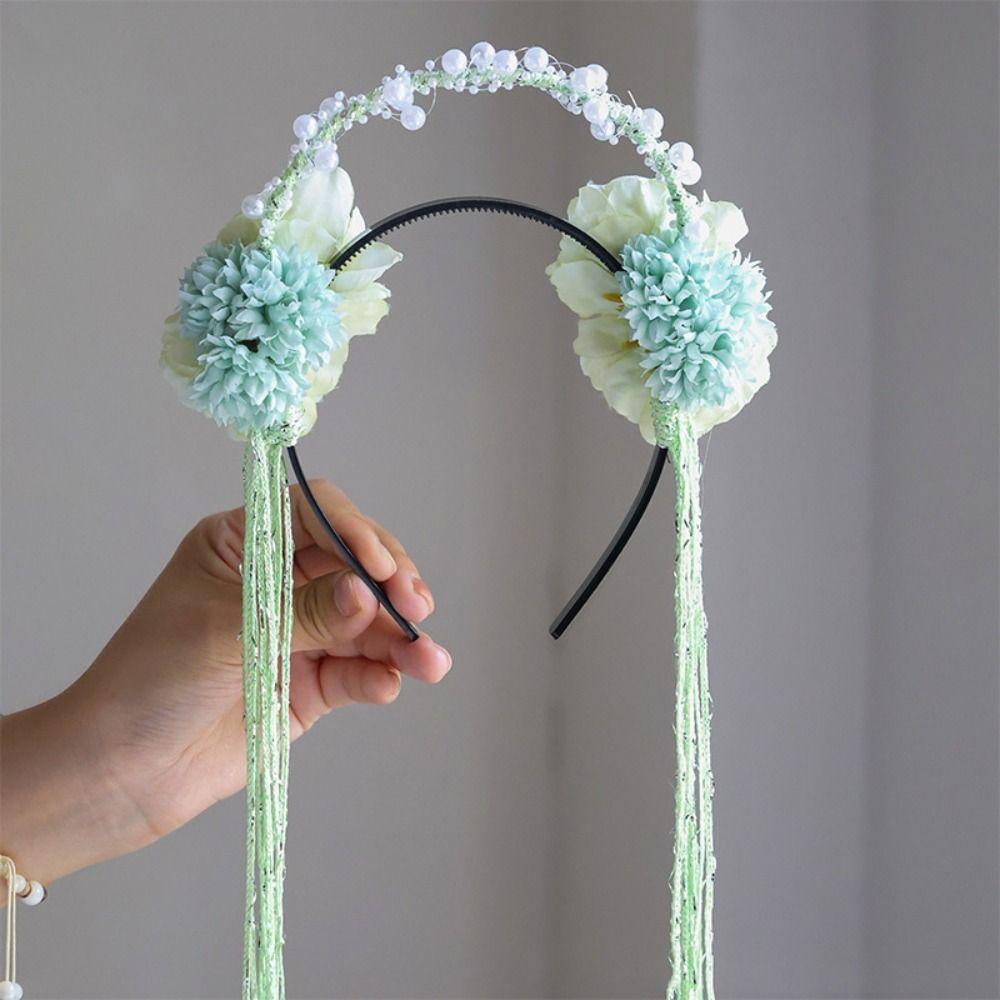 Sieben Feen Blumen Stirnband Perlen Hanfu Haaraccessoires Elegantes Quasten Haarband Alltagsleben