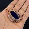 Blue Sapphire Pendant, Handmade Gemstone Pendant, 999 Copper Wire Wrapped Pendant Antique Jewelry, For Engagement Gift