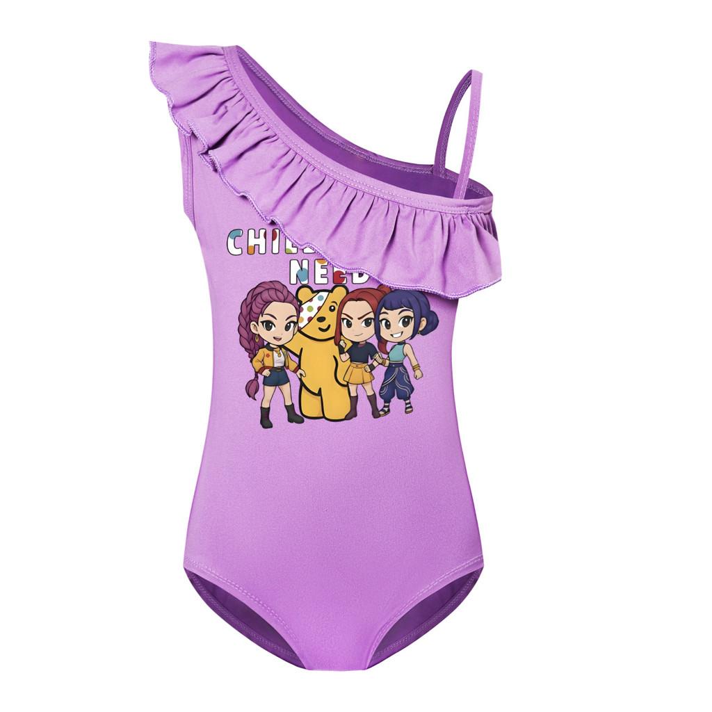 

5103 Kids Girls Rumi Mira Zoey Print Swimsuit Swimming One-piece Bodysuit Swimwear 140cm