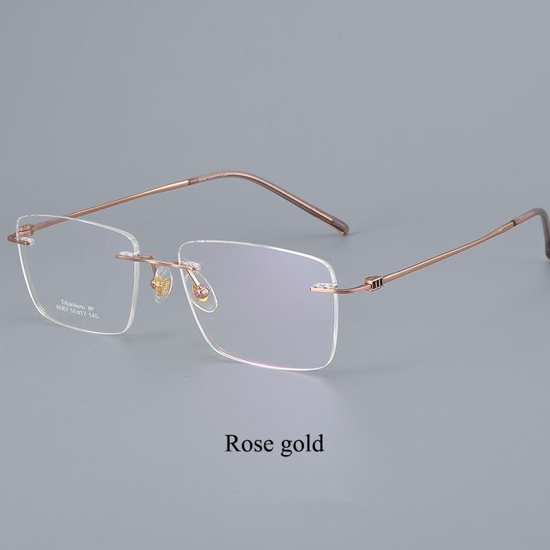 

Ultralight Titanium Rimless Square Eyeglasses Frame Myopia Prescription Glasses for Men And Women Optical Eye Glass Single Version&1.61&None розового золота