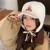 New Pilot Style Hat Fashioh Winter Cap Mushroom Embroidery Warm Bomber Hat Caps For Women Solid Color Girl Hats