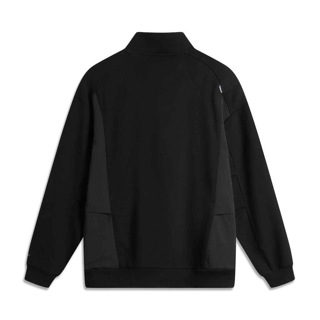Li-Ning Outdoor Series Solid Color Stand Collar Comfortable Breathable Versatile Casual Sports Sweatshirt Men sweatshirt Black AWDU965-4