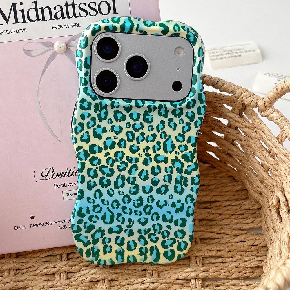 Luxury 2 In 1 Gradient Leopard Print Shockproof Protective Phone Case for IPhone 13 14 15 16 17 Pro Max Wave Edge Back Cover