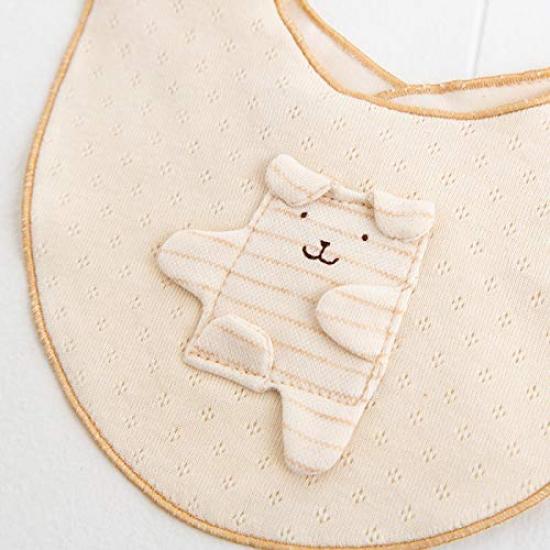 pompkins BABY Organic Cotton Dog Mini Drool Made in Japan Y-1234 100% [Rabbit, Bear, Series] Bib, Bib, (Dog (Striped))