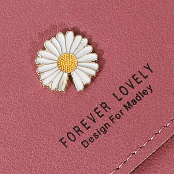 Women's Long Zipper Wallets Simple Daisy Versatile Mobile Phone Bag Solid Color Large Capacity Casual Purse