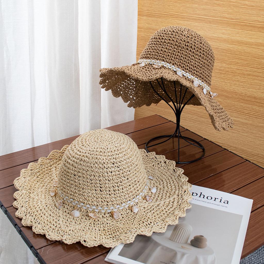 Girl New Fashion Style Bucket Hat MultiColor Foldable Sun Crochet Hat For Beach Travel And Vacation Handmade Straw Hat CJCYMZ057