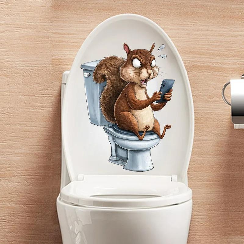 Funny Animal PVC Toilet Seat Stickers Monkey Zebra Giraffe Decals Waterproof Bathroom Wall Door Decor Creative Removable Decals