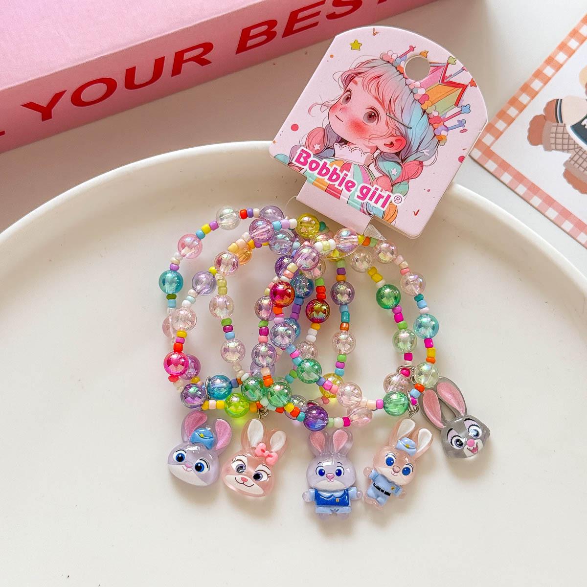 Kids Cartoon Beaded Bracelet – Girls Animal Kingdom Acrylic Jewelry