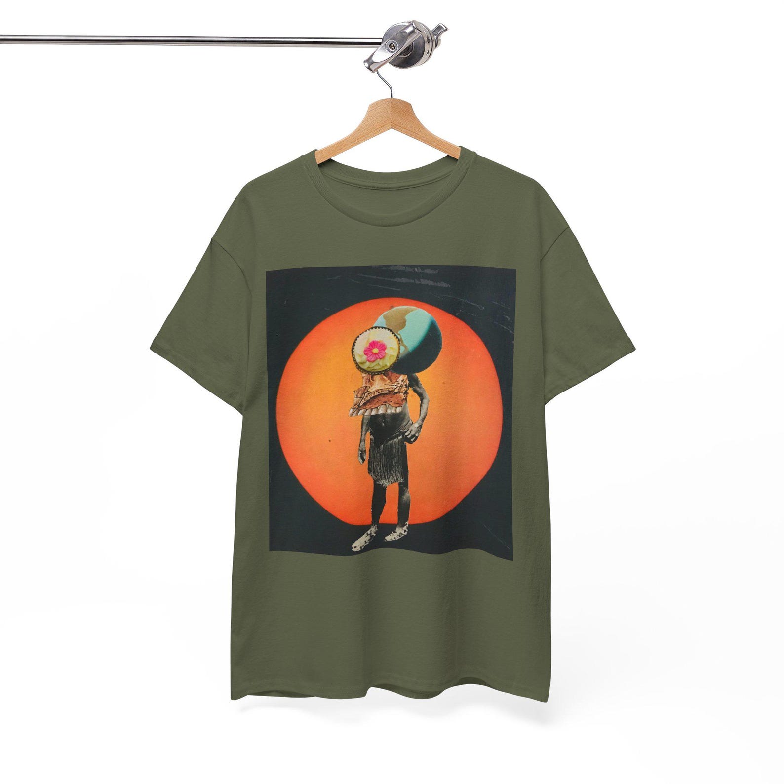 Mister Universe Collage Art T Shirt Surreal Figure Graphic Tee Abstract Weird Art Cotton Shirt Wearable Art M