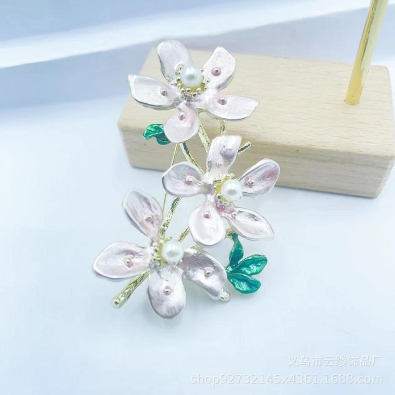 Peach Flower Adornment Formal Event Jewelry Handmade Flower Clothing Jewelry Alloy Texture for Special Occasions