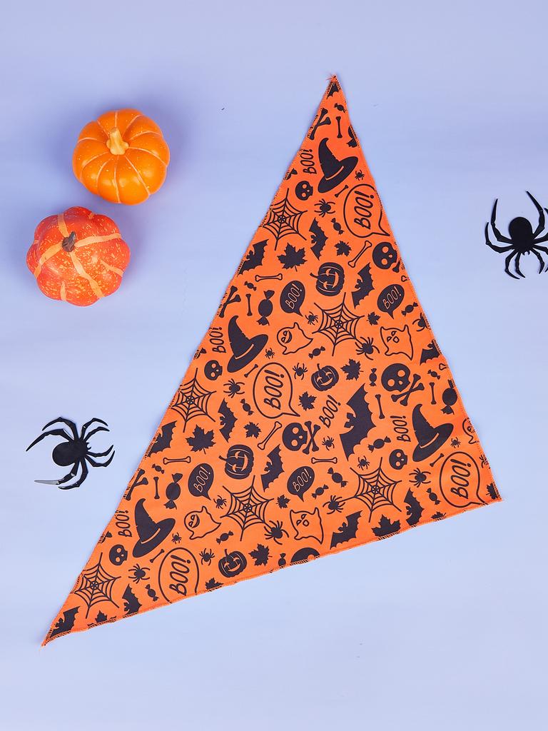 Halloween Dog Bandana, Pumpkin and Spider  Web Bibs Triangle  Pet Scarf, Multiple Sizes  Soft and  Adjustable Fit