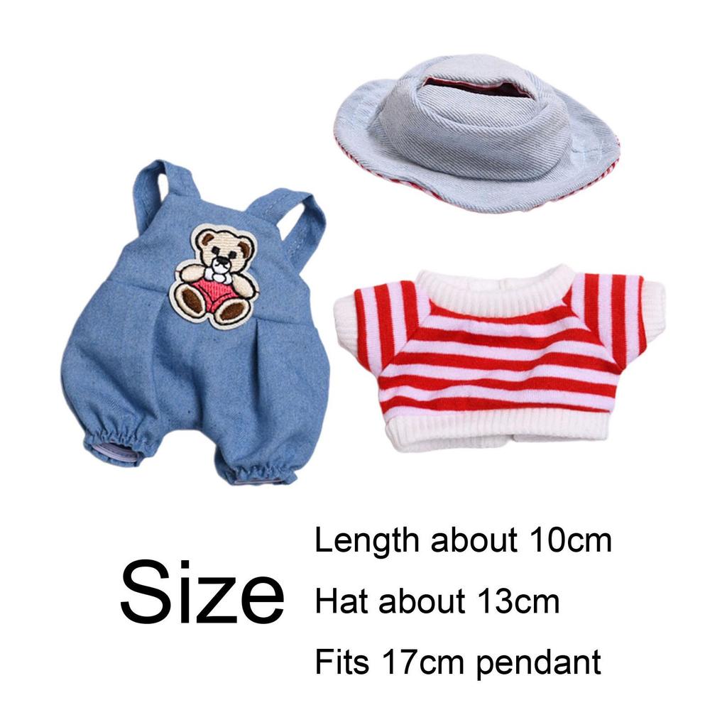 3Pcs Mini 6 inch Doll Clothes Cute Doll Clothes Suit Red Striped Set Adorable Dress up Clothing Girl Doll Clothes for Dolls