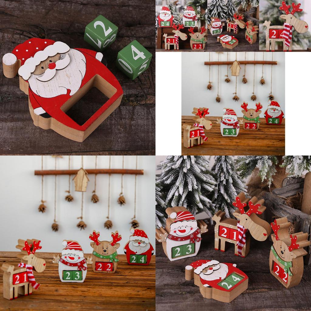 Bezaubernder hölzerner Weihnachts-Countdown-Kalender Dekoratives Stück mit Schneemann-Design