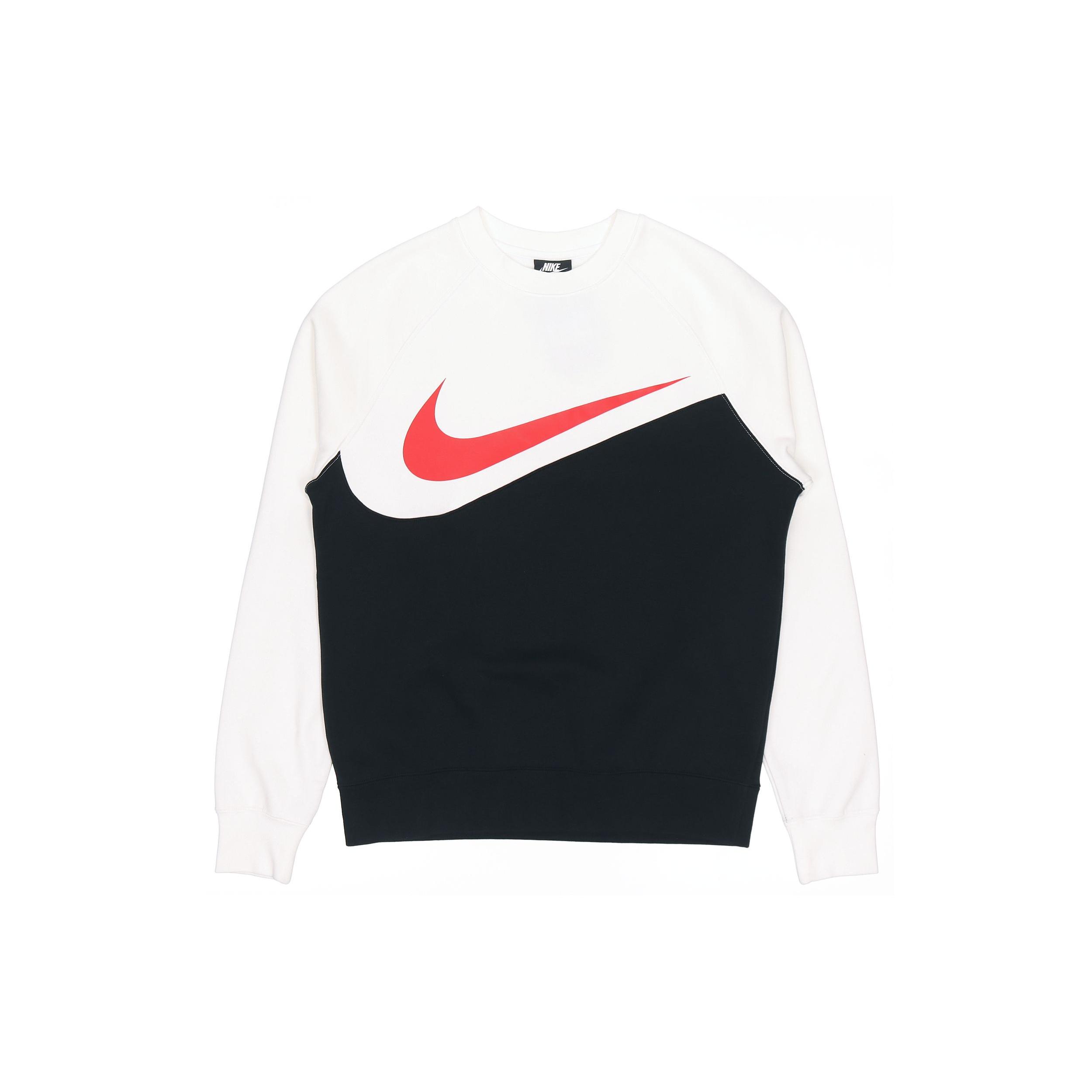 Nike Sportswear Swoosh Casual Round Neck Pullover Sports Black White Men s CZ4922-010 XL