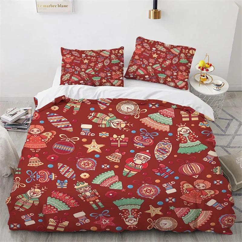 Cat Merry Christmas Santa Claus Bedding Set Boys Girls Twin Queen Size Duvet Cover Pillowcase Bed Kids Adult Home Textileextile